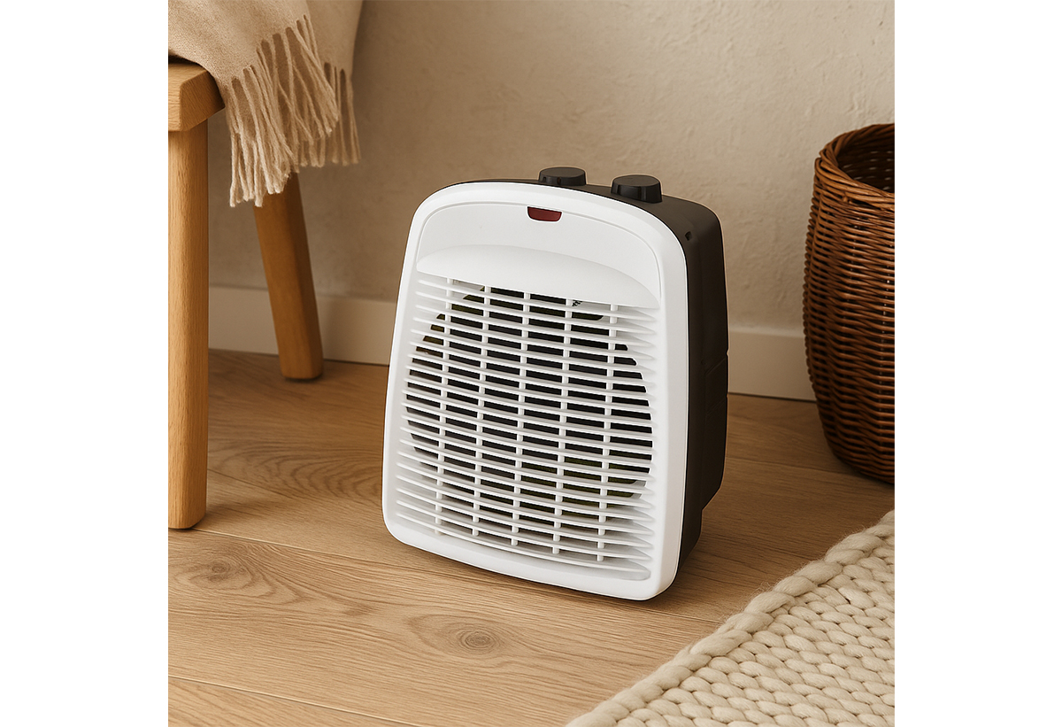 Παρουσιάζεται το αερόθερμο σε ένα σαλόνι.